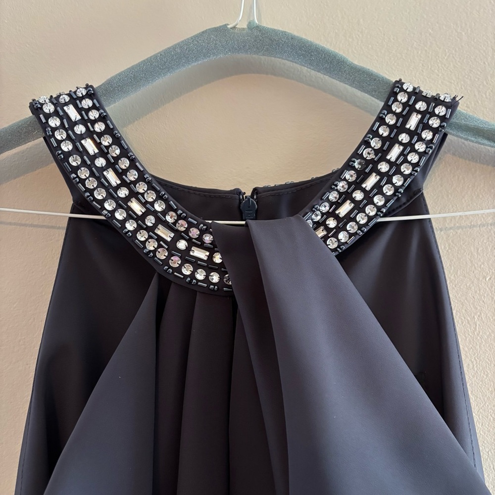 Embellished Halter Navy Cocktail Dress - Picture 2 of 5